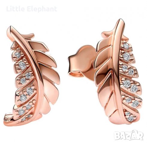 Сребърни обеци Пандора"Нежна,но силна"/,Rose Gold/нови