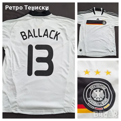 Тениска Germany — Домакински (Michael Ballack #13) adidas — Деца размер M Бяло (сезон 2008)