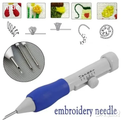 7 части Уред Механизъм за фъкане пънч шило с три игли Punch Перфораторна игла за бродиране шиене, снимка 5 - Други - 48313662