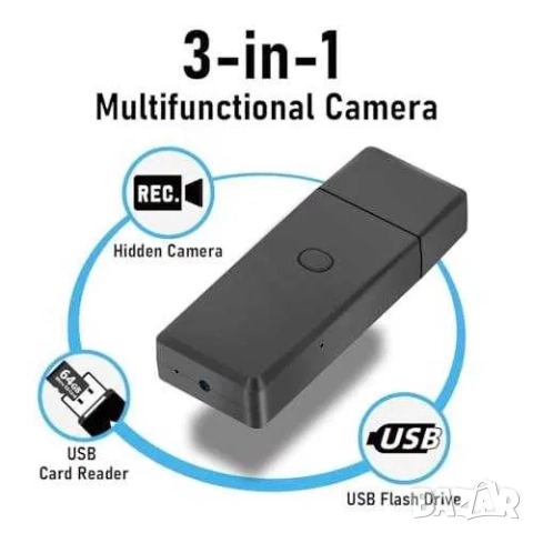 Скрита камера във флашка 1080P мини преносима шпионска видеокамера, снимка 7 - HD камери - 52164090