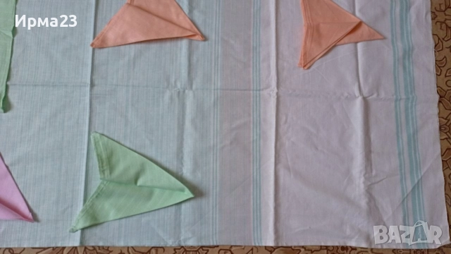 Коплект ленена покривка и ленени салфетки, снимка 3 - Покривки за маси - 51786646