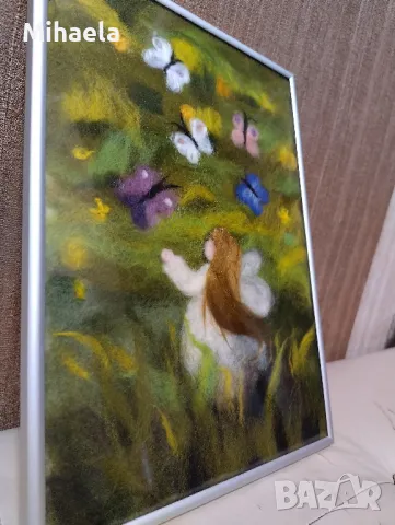 "Да хванеш пеперуда" - картина от вълна , снимка 3 - Картини - 49750347