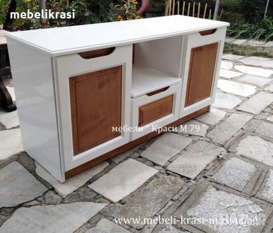 ТВ шкаф изработен от МДФ и масив с размер 122/60/40, снимка 2 - Шкафове - 34196740