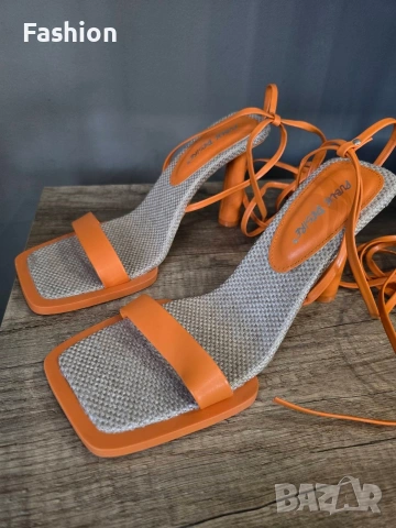 Нови уникални дамски обувки \ сандали на ток с връзки, снимка 2 - Дамски обувки на ток - 53588477