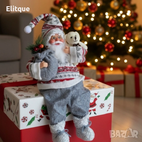 Голям Дядо Коледа с торба и мече - Атмосфера, уют и празничен стил, снимка 3 - Декорация за дома - 52572307