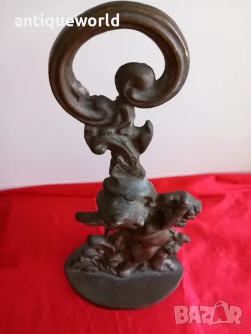 19 Век Викториански Бронзов Стопер за Врата , ХЕРУВИМ , Ангелче, снимка 3 - Антикварни и старинни предмети - 50397529