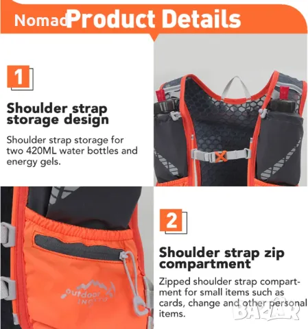 -60% INOXTO Ултра лека раница | Бягане, колоездене, туризъм, снимка 13 - Спортна екипировка - 49113667