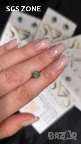 Сребърни обеци с естествен изумруд, снимка 6 - Обеци - 52871686