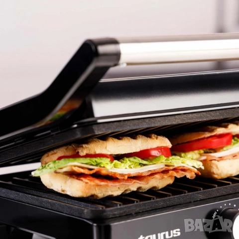 Контактен грил Taurus Grill&Co, 1500W, с плаващ капак и регулируем термостат, снимка 11 - Скари - 51922495