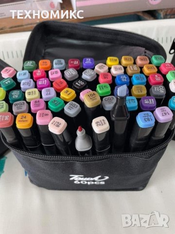 Мега комплект 60 броя двустранни цветни маркери с тънък и широк писец TOUCH в калъф, снимка 5 - Други - 41116954