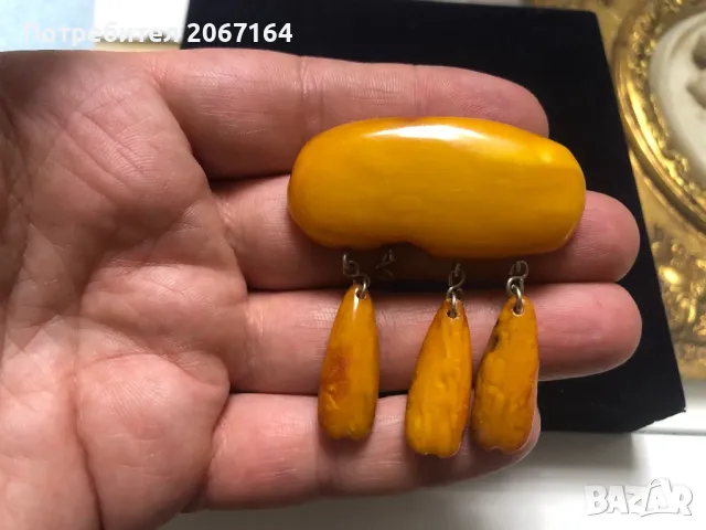 Стара кехлибарена брошка, снимка 4 - Колекции - 49509760