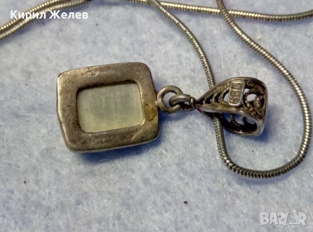 РЕТРО АРТ СРЕБЪРЕН ПЕНДАНТ СРЕБРО 800 с БЯЛО КОТЕШКО ОКО и СРЕБЪРНА 925 ВЕРИЖКА с БЯЛА ПОЗЛАТА 49761, снимка 12 - Антикварни и старинни предмети - 50489422