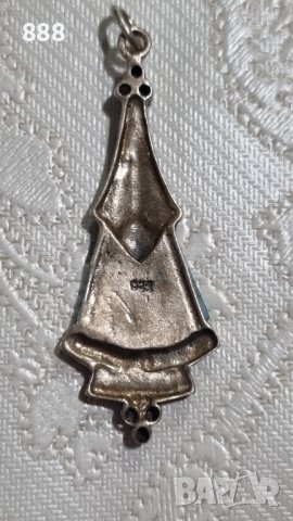 Сребърна висулка 925 проба с тюркоаз и маркизити , снимка 5 - Колиета, медальони, синджири - 44185695