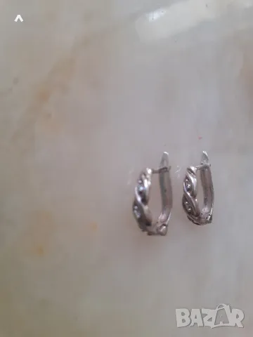 Сребърни обици с цирконий, снимка 1