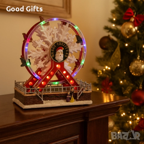 Коледно Виенско колело с музика и LED светлини – движеща се декорация с Дядо Коледа, снимка 7 - Декорация за дома - 52339487