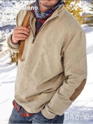 Мъжки моден ежедневен свободен пуловер с половин цип, 5цвята - 023, снимка 4 - Пуловери - 39782441