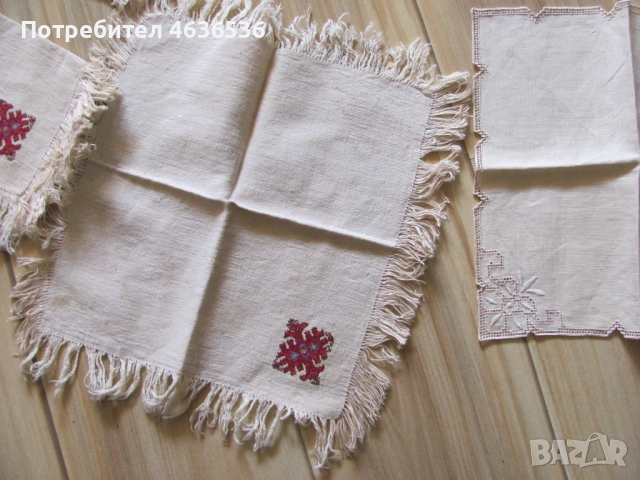 Ръчно изработени салфетки ,лен , бродерия,шопски мотиви, снимка 7 - Антикварни и старинни предмети - 53258595