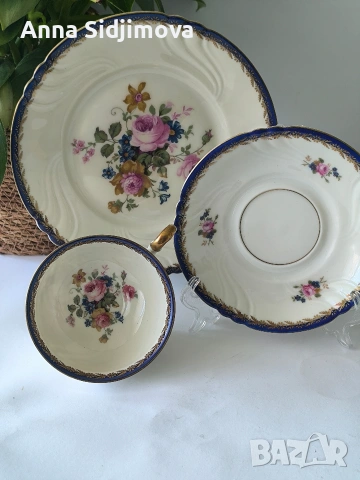 Троен сет слонова кост Volkstedt, снимка 2 - Чаши - 53755566