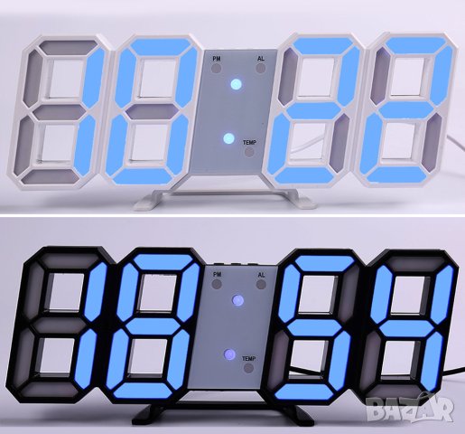 Настолен 3D LED Часовник – час, дата, температура - USB, светещ, снимка 3 - Стенни часовници - 41570124