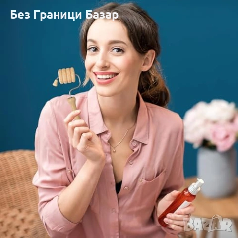 Нов 7 части дървен комплект за мадаротерапия и масаж на лице гуаша ролер, снимка 5 - Други - 53818190