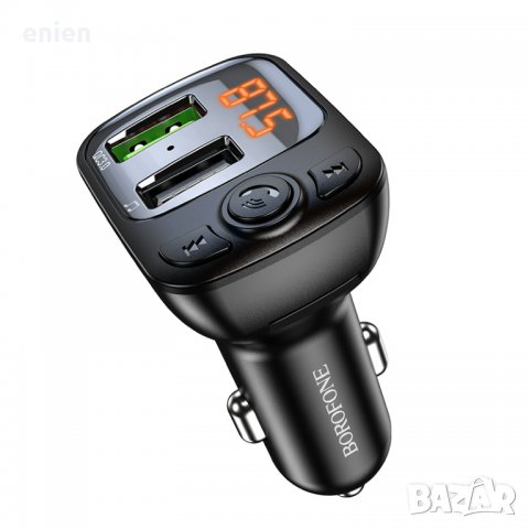 Bluetooth 18W FM Трансмитер 2x USB Borofone BC41 карта памет, снимка 2 - Зарядни за кола - 39211689