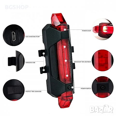 Светлоотразител за Велосипед , колело LED - USB Стоп , Фенер - Red, снимка 2 - Аксесоари за велосипеди - 39367730