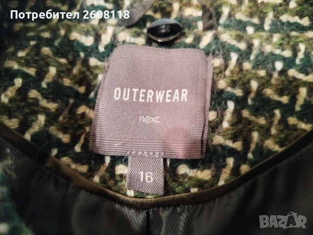 Късо палто NEXT – меланж, размер XL (UK16), снимка 10 - Палта, манта - 53616059