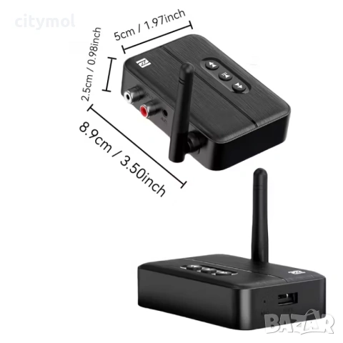 Bluetooth 5.4 аудио приемник M60, NFC, за дома и автомобила, USB, RCA, 3,5 mm AUX, снимка 7 - Аудиосистеми - 53177903