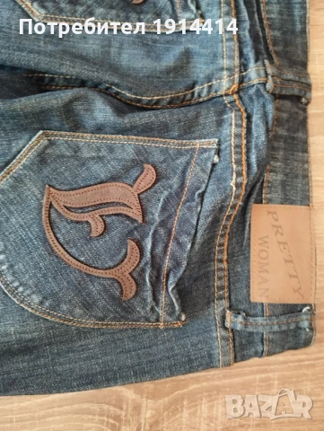 Дънки с уникална кожена апликация, снимка 6 - Дънки - 50591317