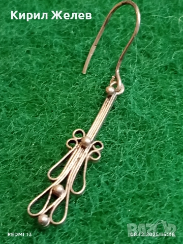 Сребърна нежна АРТ обеца ювелирна изработка 52416, снимка 4 - Обеци - 52691990