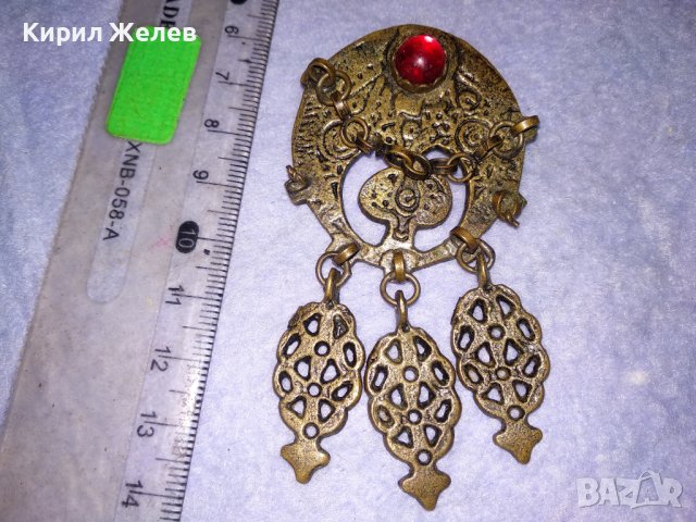 СТАРИННА ВЪЗРОЖДЕНСКА АЖУРНА БОРНЗОВА ОРНАМЕНТИРАНА РЕТРО БРОШКА РЯДКА РЪЧНА ИЗРАБОТКА 38671, снимка 10 - Антикварни и старинни предмети - 41622838
