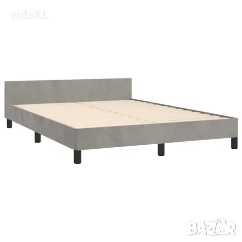 vidaXL Рамка за легло без матрак, светлосива, 140x200 см, кадифе, снимка 4 - Спални и легла - 56147168