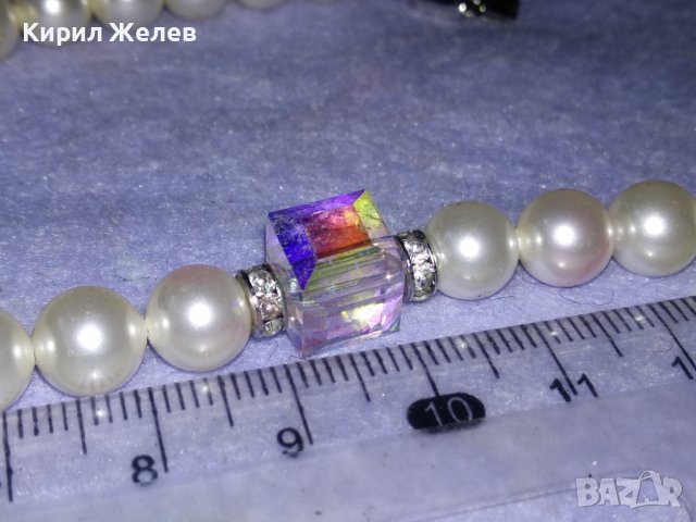 СКЪПОЦЕННО ПЕРЛЕНО КОЛИЕ КУЛТИВИРАНИ ПЕРЛИ с ЮВЕЛИРНО ФАСЕТИРАН ПЛАНИНСКИ КРИСТАЛ 34775, снимка 8 - Колиета, медальони, синджири - 39179663