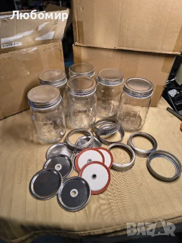Стъклени буркани с капаци, буркани за съхранение на храна 16 унции / 450 мл 3 комп налични , снимка 3 - Сервизи - 49743482