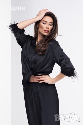 Дамска сатенена риза с пера, снимка 7 - Ризи - 42731720