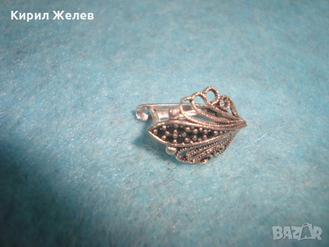 ФИЛИГРАННА ФЛОРАЛНА СРЕБЪРНА ОБЕЦА СРЕБРО 925 с ИНКРУСТИРАНИ МАРКАЗИТИ 25821, снимка 7 - Обеци - 35776849