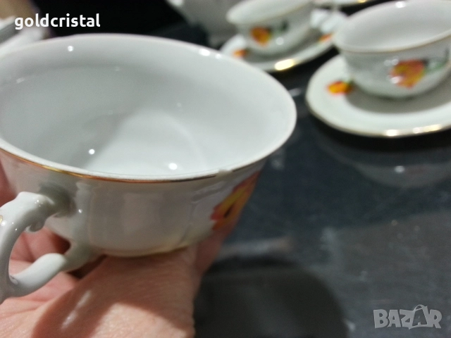 Стар български порцелан чаши за кафе чайник латиера , снимка 5 - Антикварни и старинни предмети - 52880480