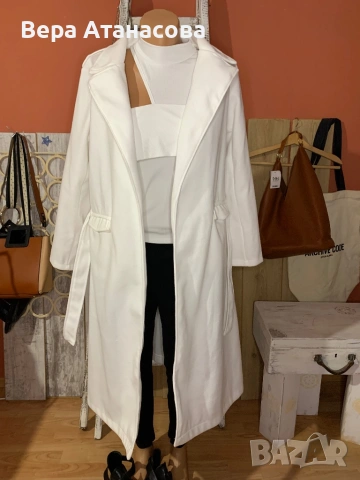 🤍 Бяло, преходно палто👠, снимка 2 - Палта, манта - 53666030