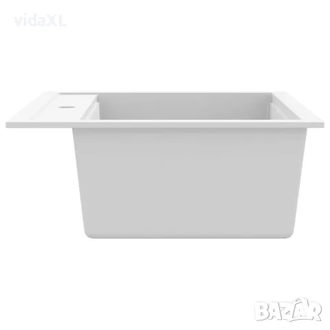 vidaXL Гранитна кухненска мивка с едно корито, бяла, снимка 5 - Мивки - 56146072