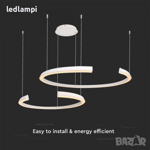 LED Полилей 48W Бял Димиране Топло Бяла Светлина, снимка 3 - Полилеи - 41380824