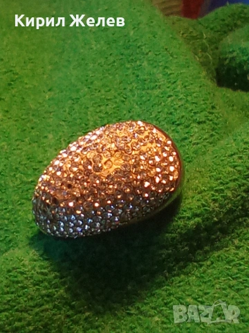 Прекрасен скъпоценен сребърен пръстен с ювелирно инкрустирани кристали тип бомбе 51821, снимка 12 - Пръстени - 52925179