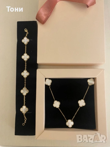 Златна гривна и златно колие Van Cleef 14 карата злато, снимка 6 - Гривни - 53295876