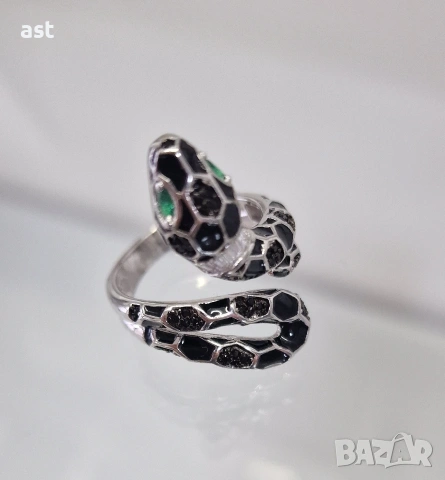Сребърен пръснен змия, снимка 2 - Пръстени - 53616044