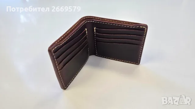 Ръчно изработен мъжки кожен портфейл, снимка 2 - Портфейли, портмонета - 56259666