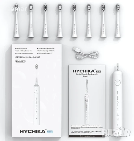 Електрическа четка за зъби HYCHIKA с 8 глави, 3 режима на почистване, IPX7, снимка 7 - Други - 50707876
