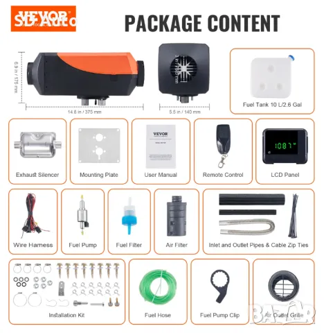 Дизелова суха печка VEVOR  8 kW - 12/24 V с дистанционно управление, снимка 6 - Части - 47697886