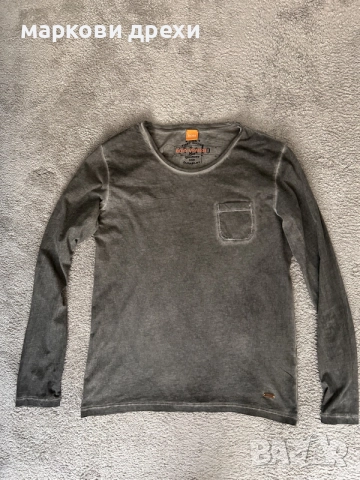BOSS Orange (модел Toulon) в измит сив цвят L
, снимка 2 - Блузи - 56145341