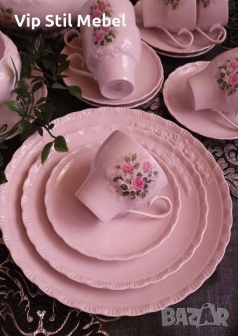 Колекционерски розов сервиз за хранене и кафе , снимка 13 - Сервизи - 53534156