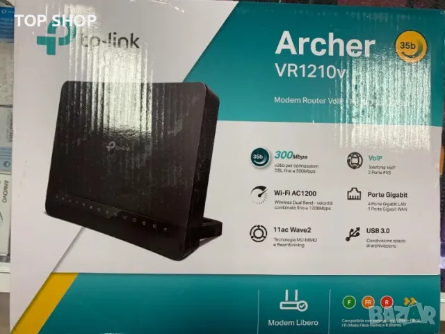 Archer VR1210v безжичен двулентов гигабитов VoIP VDSL/ADSL модемен рутер, снимка 2 - Рутери - 48808942