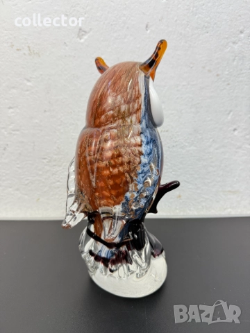 Стъклена фигурка на бухал в стил Мурано. №7645, снимка 5 - Колекции - 52561765